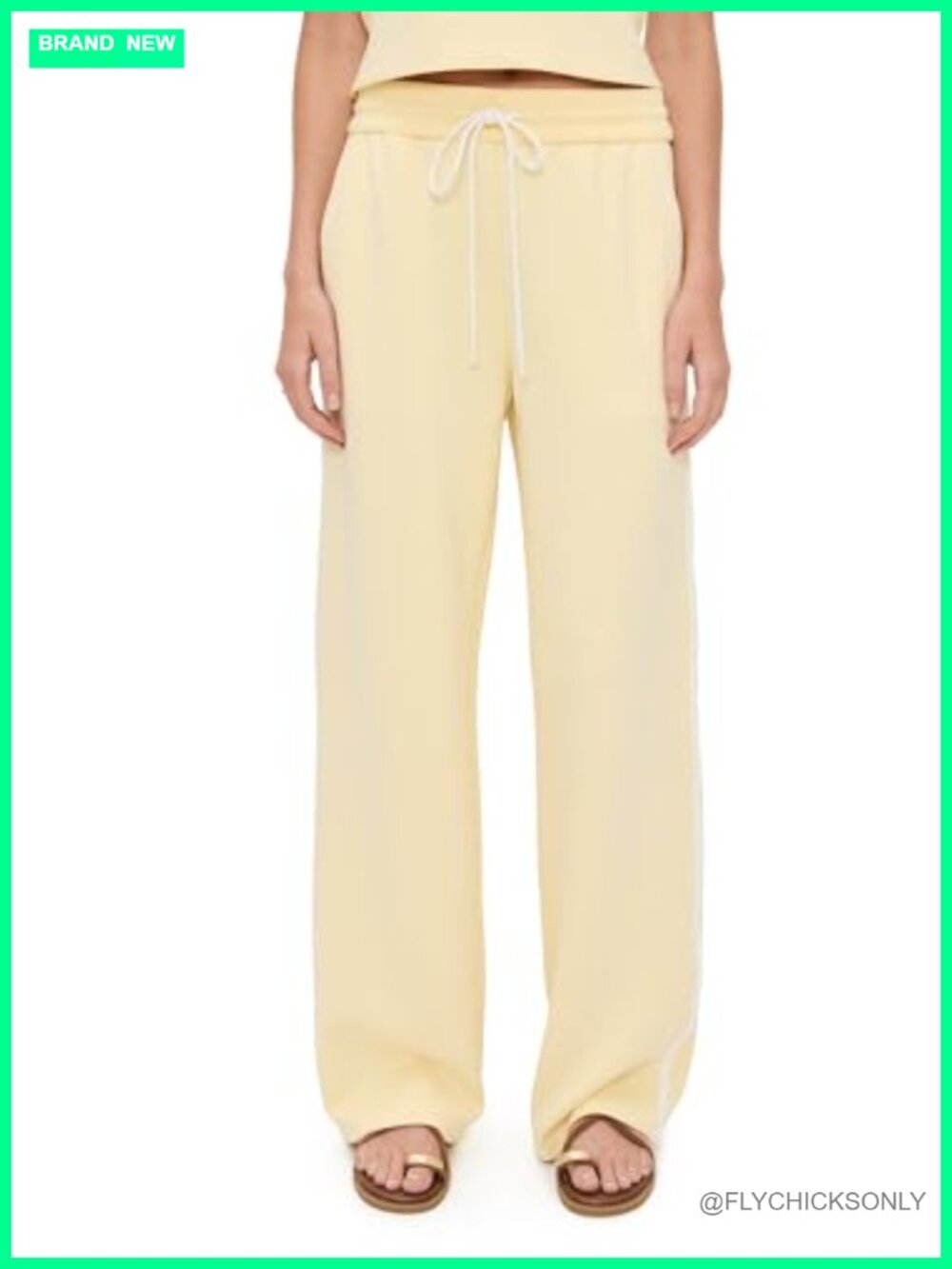 High Rise Super-Stretch Sweatpants with Contrast Side Stripes Straight Leg